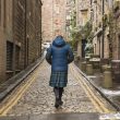 Kilt and down jacket