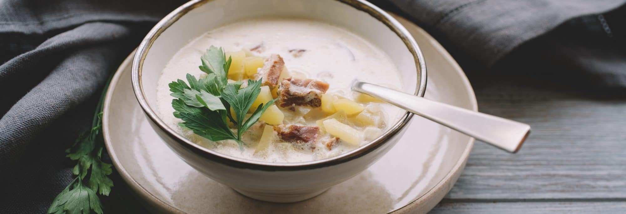 Soupe écossaise au haddock, aromatisée au Scotch Whisky