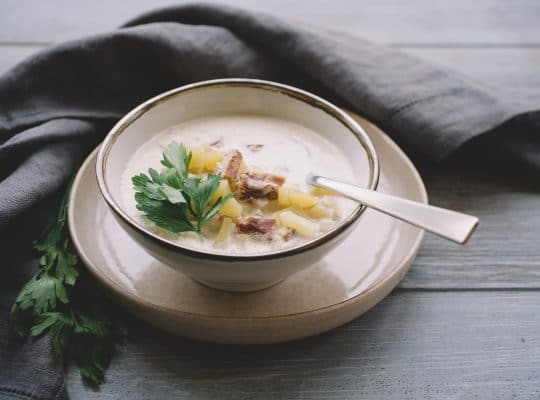 Soupe écossaise au haddock, aromatisée au Scotch Whisky